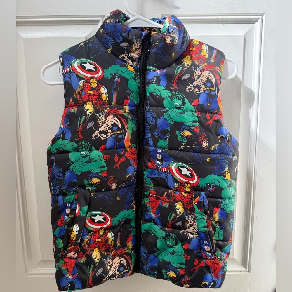 H&M Kids Superhero Puffer Vest - Black and Multicolor